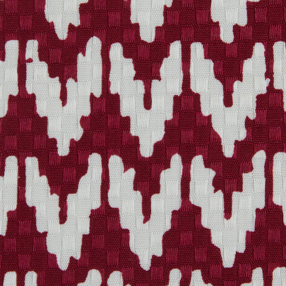 Red/White Chevron Cotton Dobby Jacquard Detail