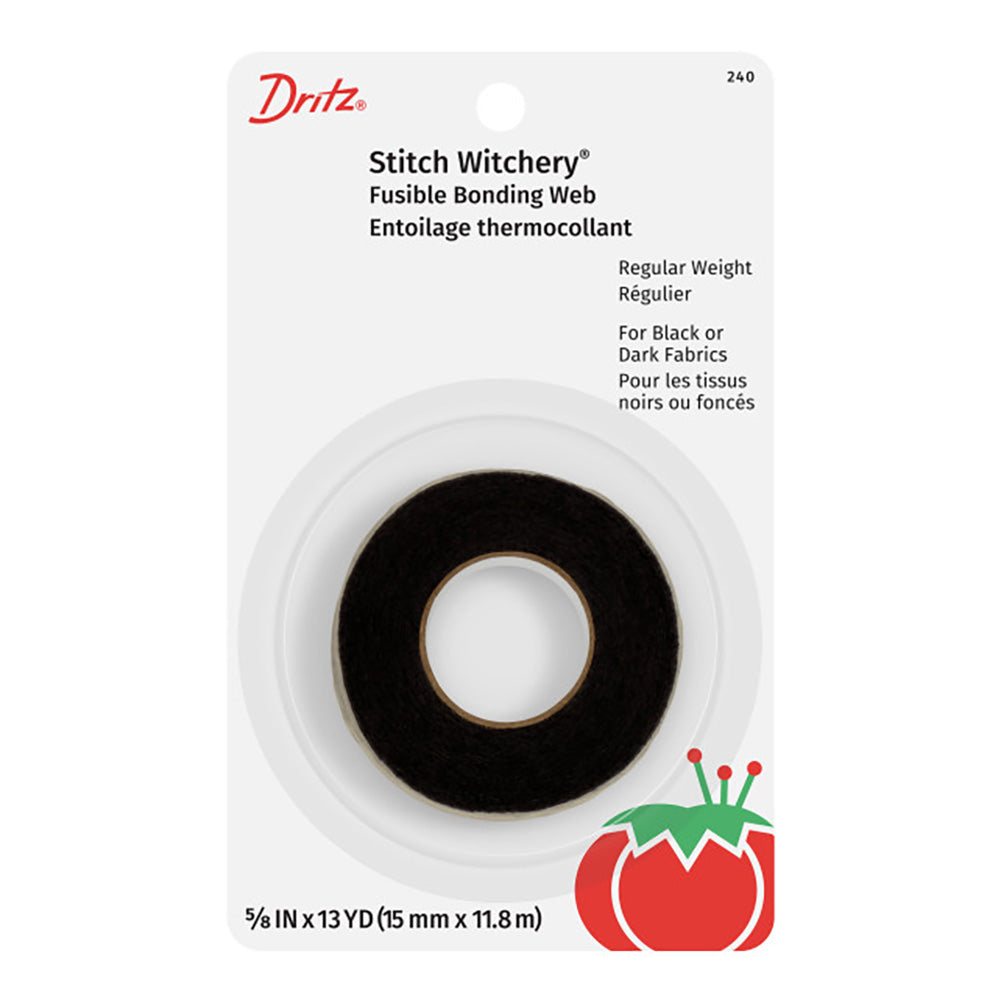 Dritz Stitch Witchery® Fusible Bonding Web - Black Regular Weight - 0.625" x 13yds