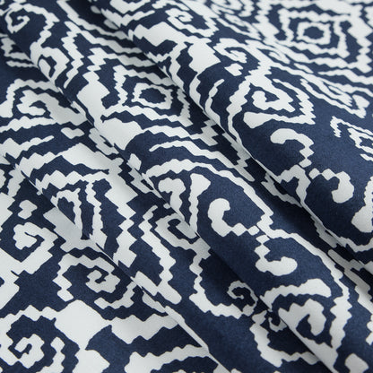 Navy/White Printed Stretch Cotton Sateen - Detail