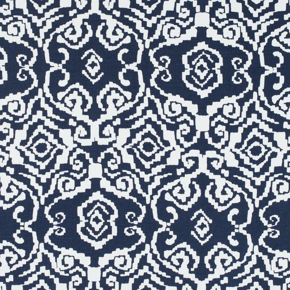 Navy/White Printed Stretch Cotton Sateen
