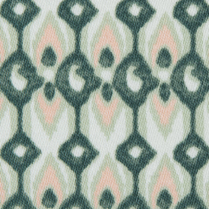 Green Geometric Ikat Printed Stretch Cotton Sateen Detail