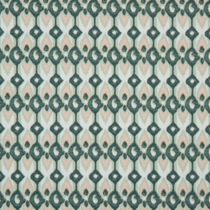 Green Geometric Ikat Printed Stretch Cotton Sateen