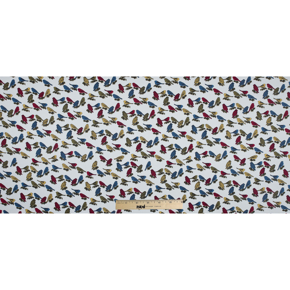 White Birds Printed on a Cotton Sateen Folded