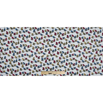 White Birds Printed on a Cotton Sateen Folded