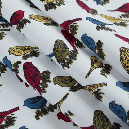 White Birds Printed on a Cotton Sateen Detail