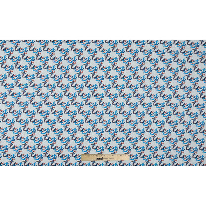 Blue Flying Birds Printed Cotton Sateen - Folded