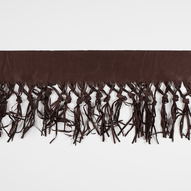 Italian Dark Brown Suede Fringe with Knots - 8.5"
