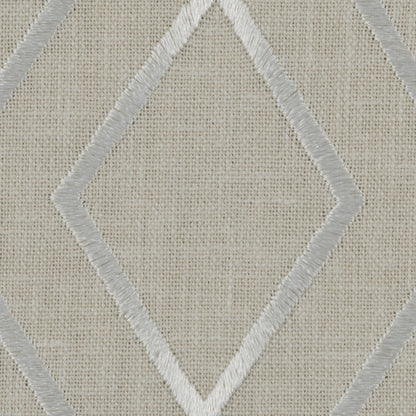 Parchment/Silver/Beige Geometric Embroidered Cotton Woven Detail