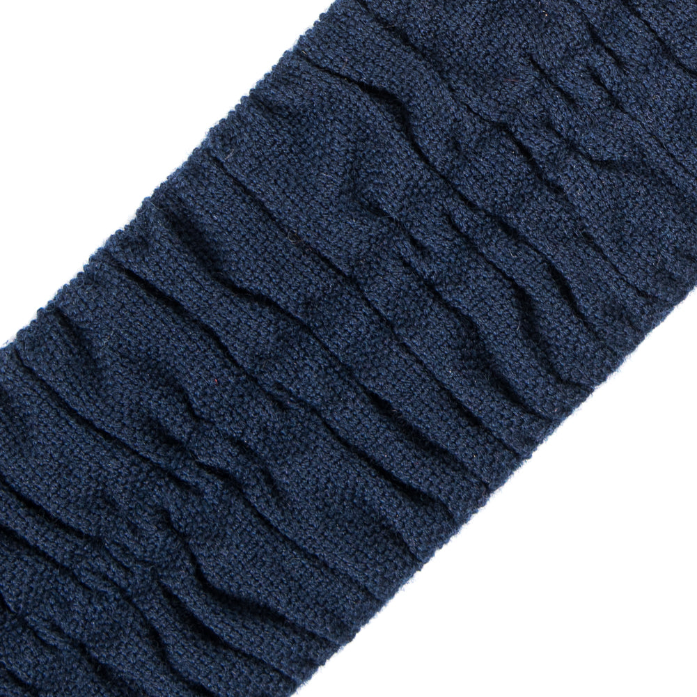 Italian Navy Ruched Stretch Wool Trimming - 2.5 - Detail