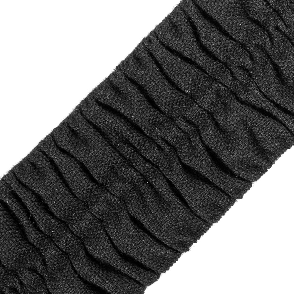 Italian Black Ruched Stretch Wool Trimming - 2.5 - Detail