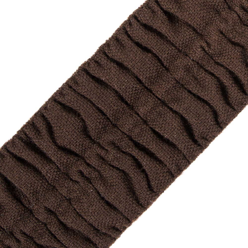 Italian Dark Brown Ruched Stretch Wool Trimming - 2.5 - Detail