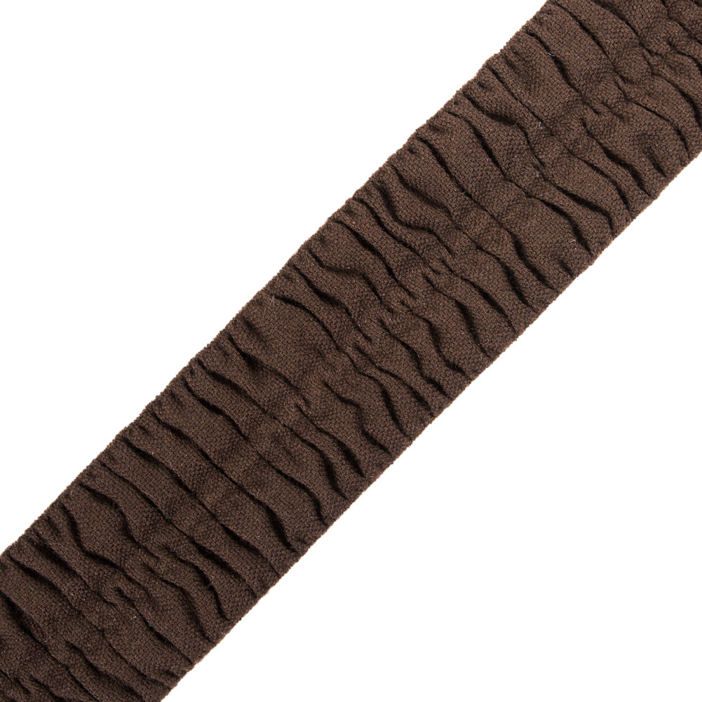 Italian Dark Brown Ruched Stretch Wool Trimming - 2.5