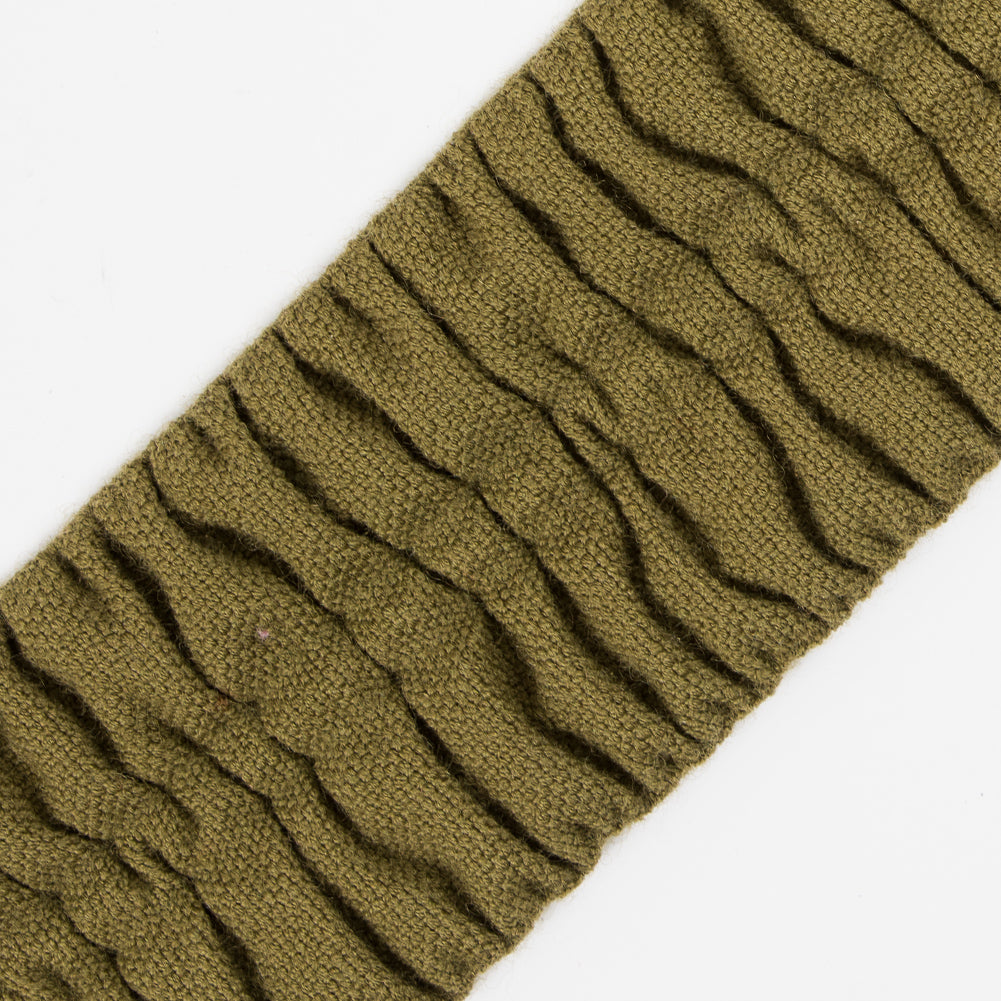 Italian Moss Green Ruched Stretch Wool Trimming - 2.375" Detail
