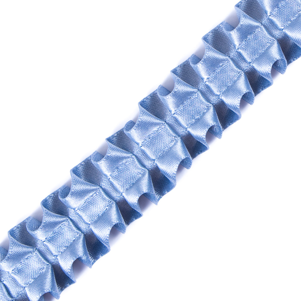 Italian Colonial Blue Box Pleated Trimming - 1" Detail