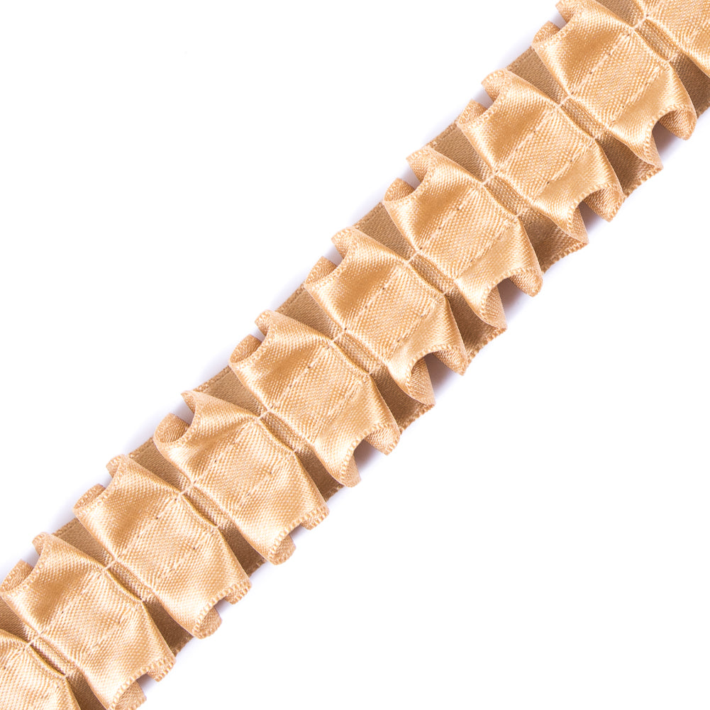 Italian Light Gold Box Pleated Trimming - 1" Detail