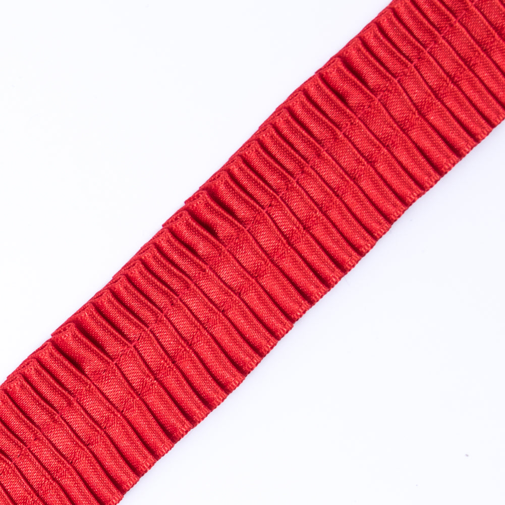 Italian Red Deep Knife Pleated Trimming - 1 - Detail