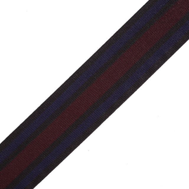 Italian Brown/Red/Purple Striped Stretch Grosgrain Ribbon - 2