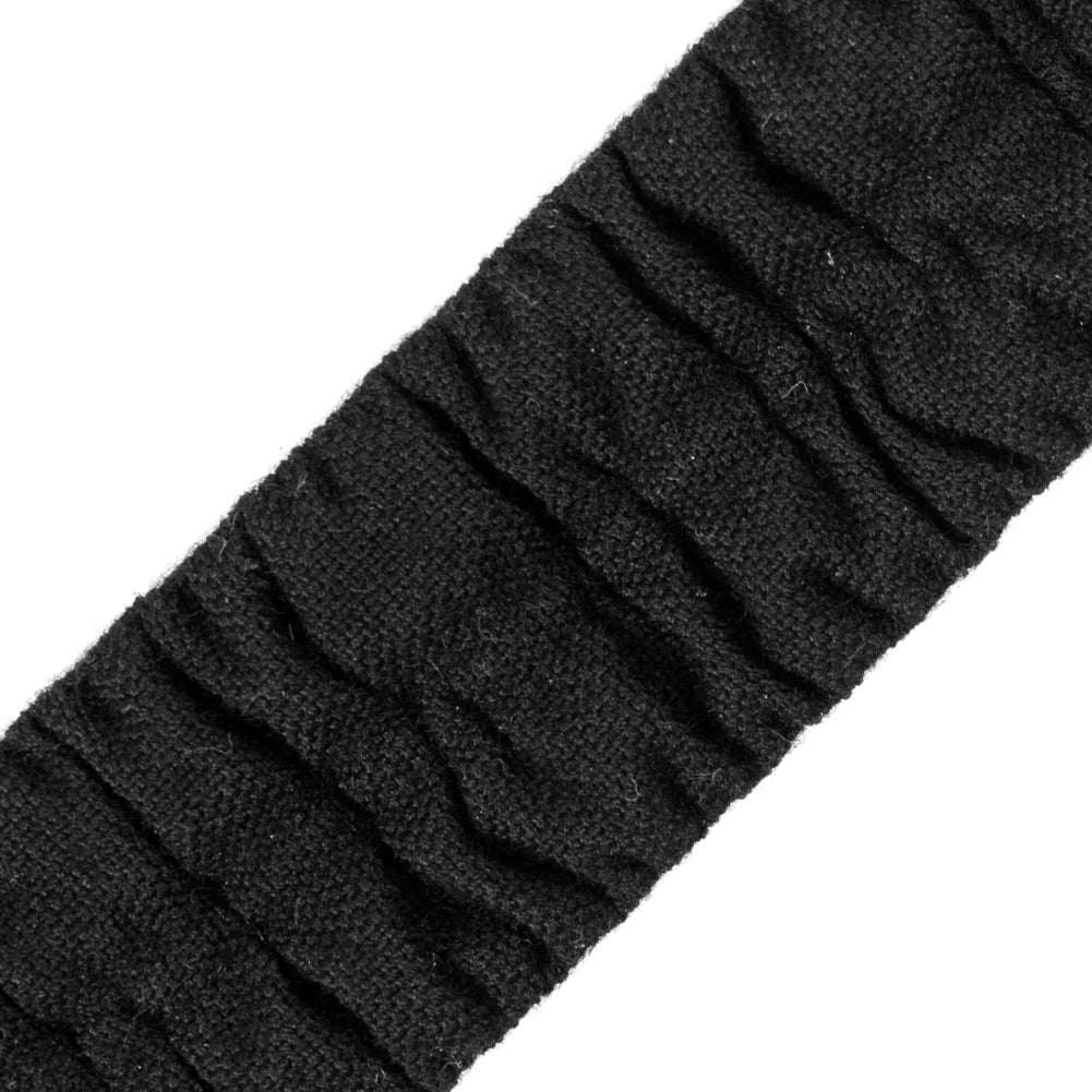 Italian Black Ruched Stretch Wool Trimming - 1.5" Detail