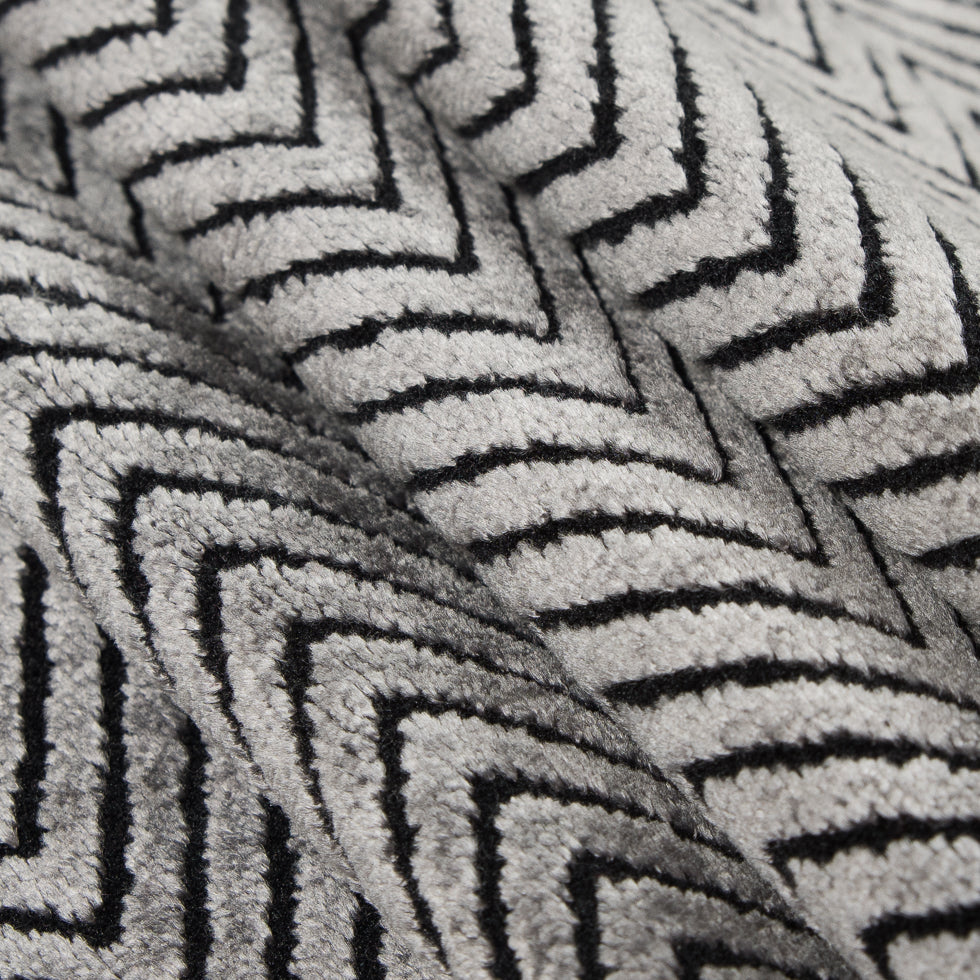 Gray Chevron Polyester Chenille - Folded