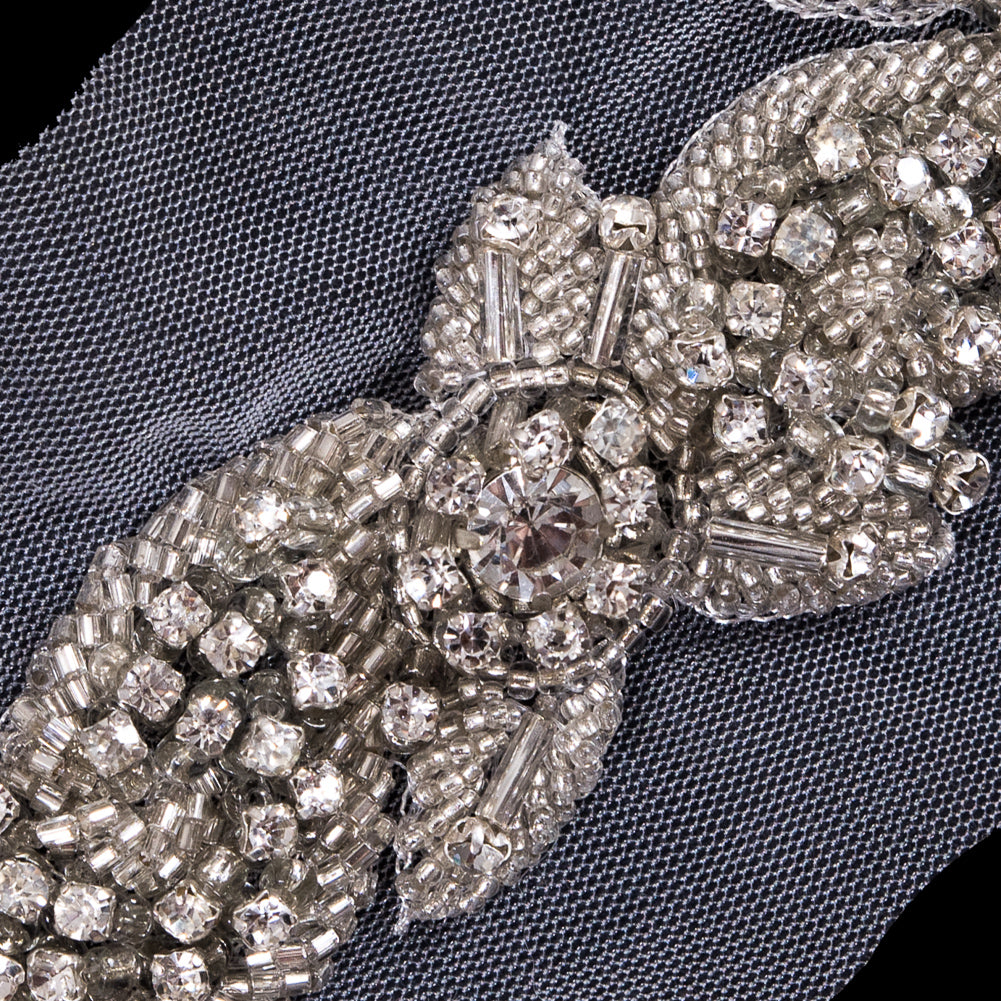 Silver Fancy Rhinestone Trim - 1.25" Detail