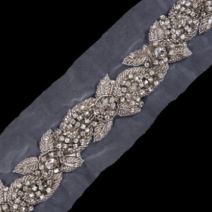 Silver Fancy Rhinestone Trim - 1.25"