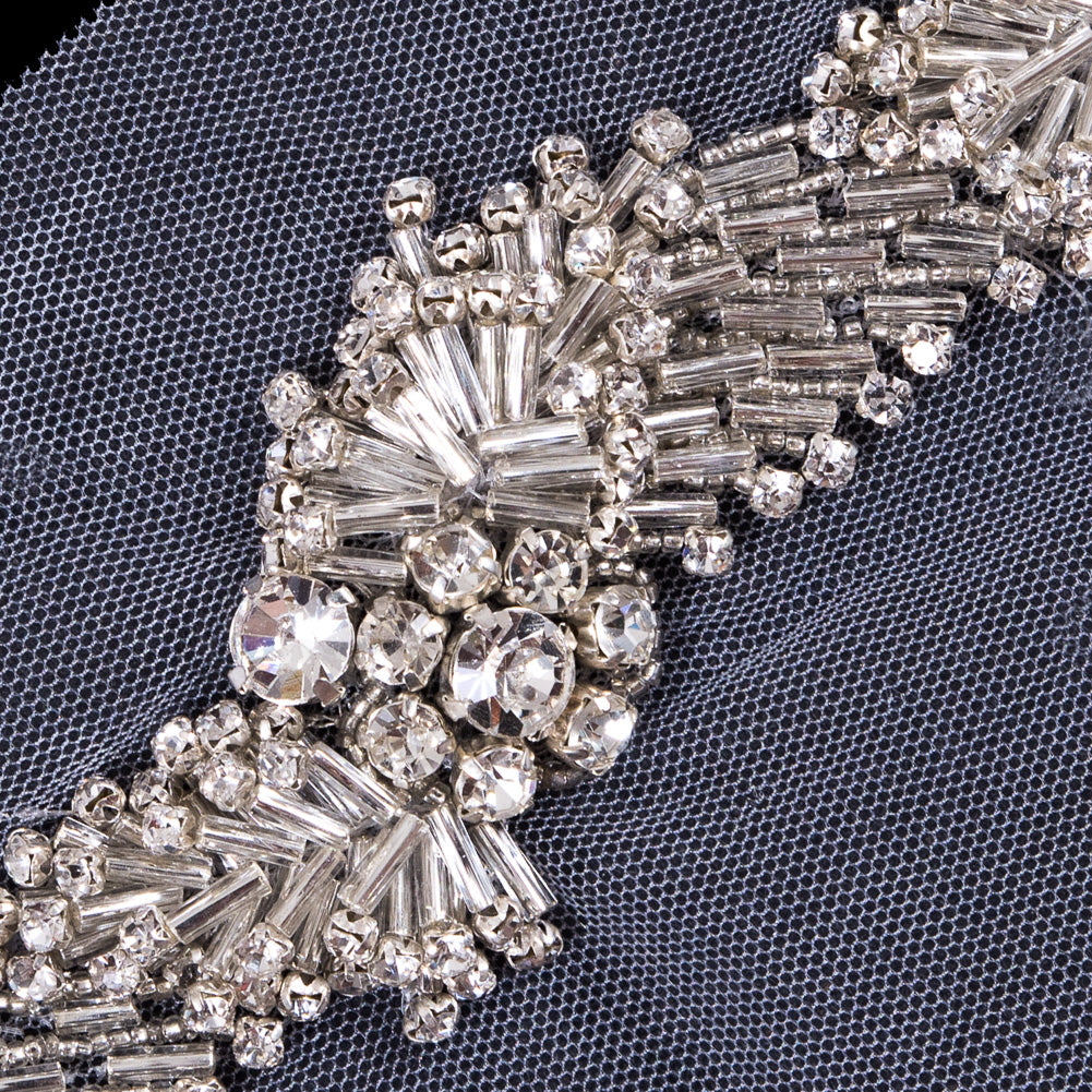 Silver Fancy Rhinestone Trim - 1.5 - Detail