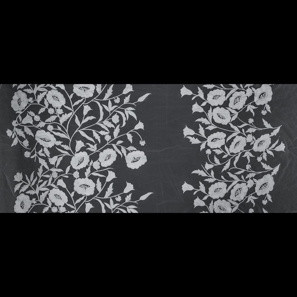 Floral Embroidered Tulle - White on White Full