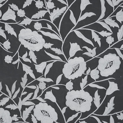 Floral Embroidered Tulle - White on White