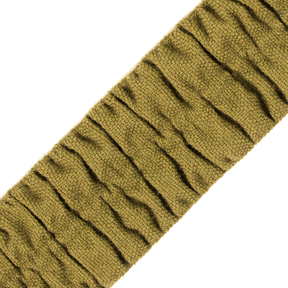 Italian Moss Green Ruched Stretch Wool Trimming - 1.5 - Detail