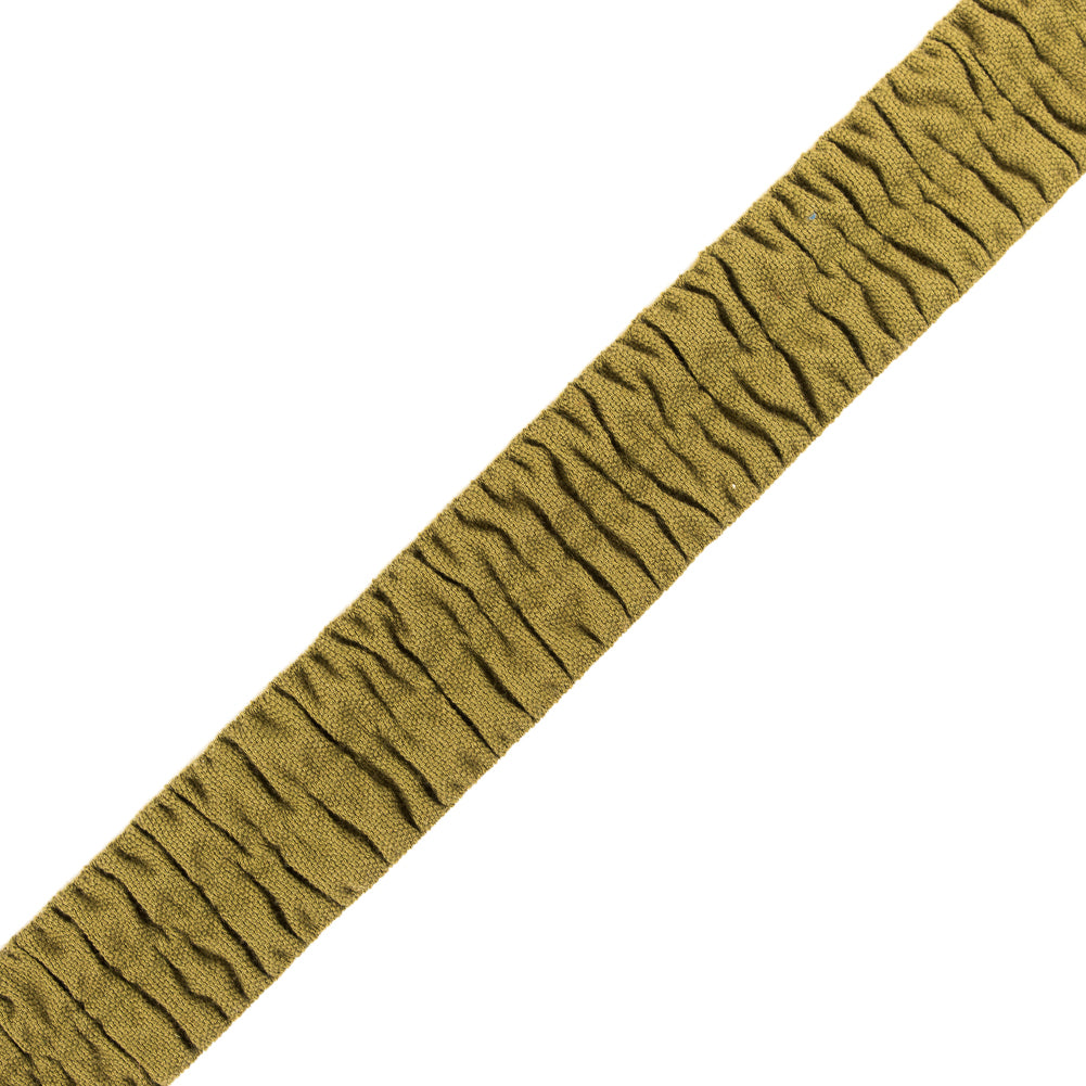 Italian Moss Green Ruched Stretch Wool Trimming - 1.5