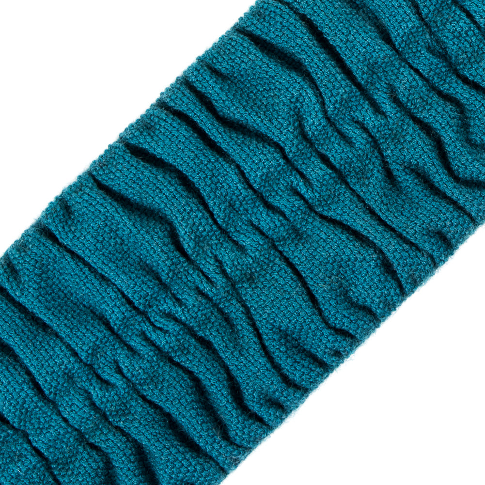 Italian Teal Ruched Stretch Wool Trimming - 2.375" Detail