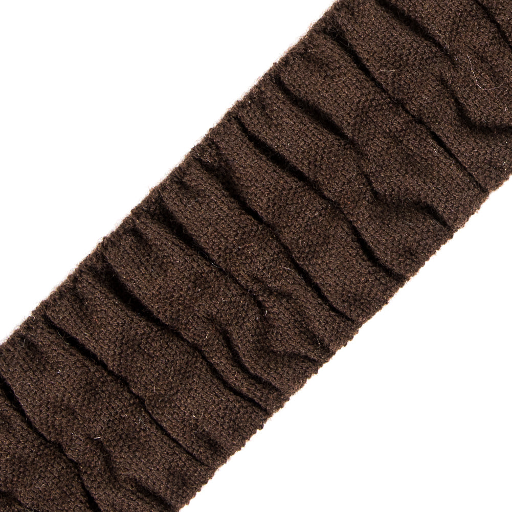 Italian Dark Brown Ruched Stretch Wool Trimming - 1.5" Detail