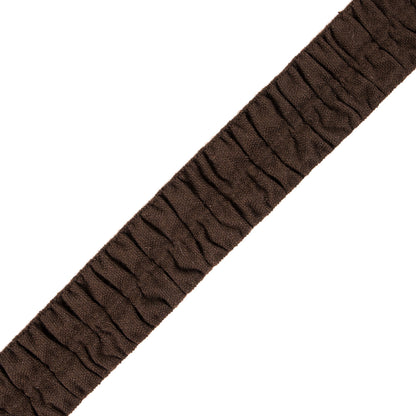 Italian Dark Brown Ruched Stretch Wool Trimming - 1.5"