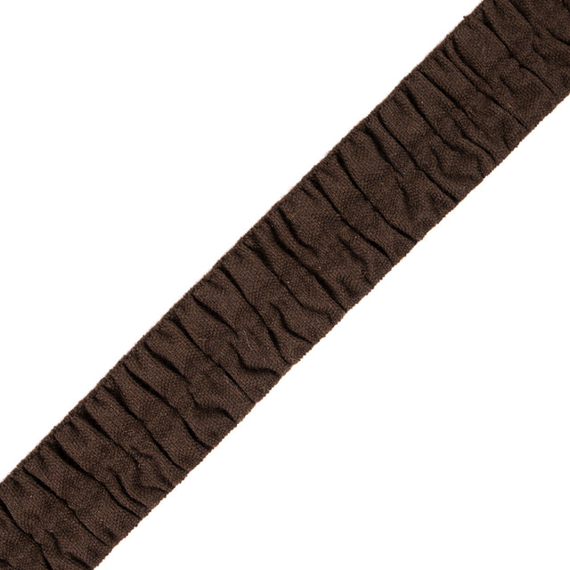 Italian Dark Brown Ruched Stretch Wool Trimming - 1.5"