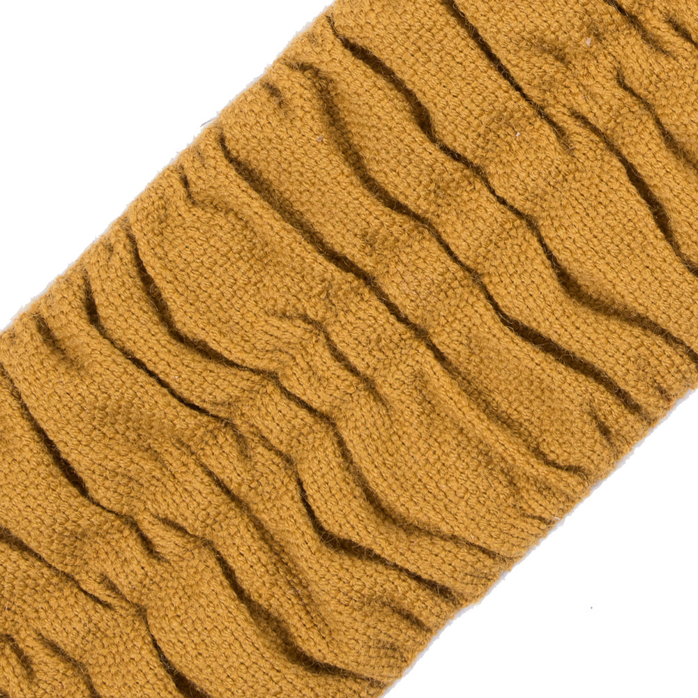 Italian Mustard Ruched Stretch Wool Trimming - 2.375" Detail