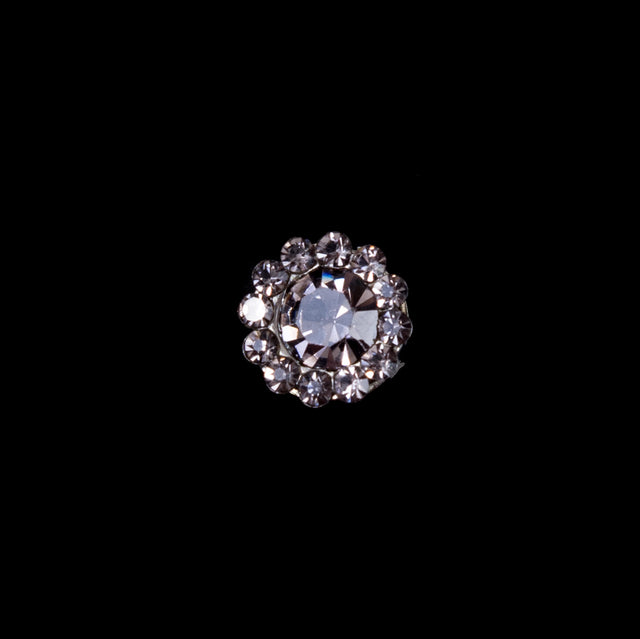 Italian Charcoal Rhinestone Shank-Back Button - 14L/9MM