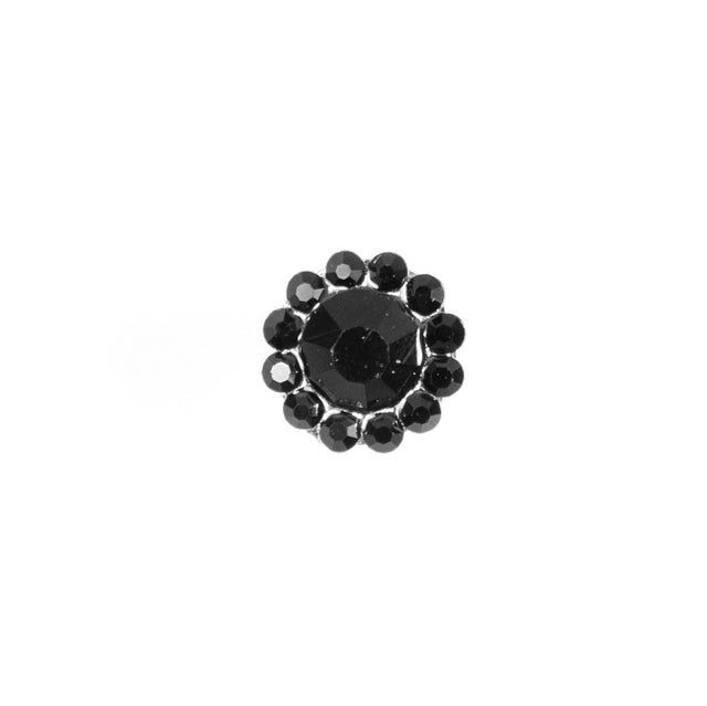 Italian Black Rhinestone Shank-Back Button - 14L/9MM