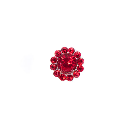 Italian Red Rhinestone Shank Back Button - 14L/9mm