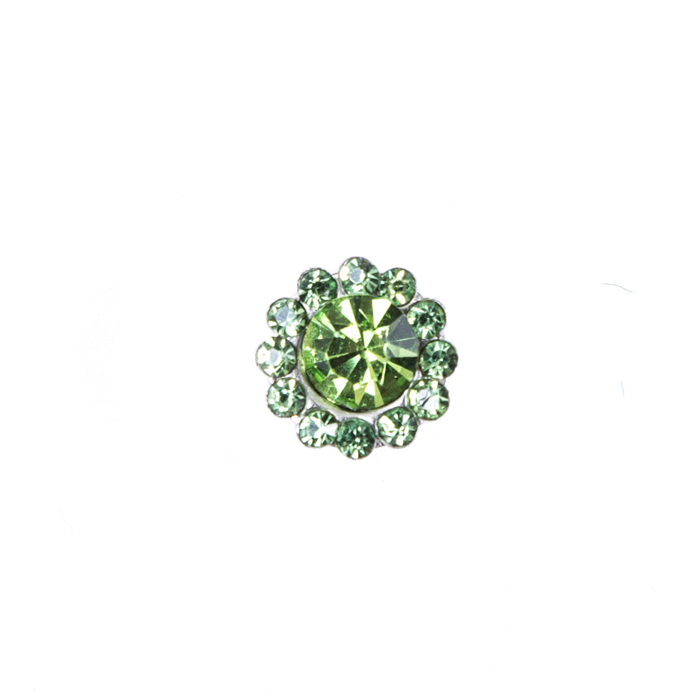 Italian Green Rhinestone Shank-Back Button - 14L/9MM