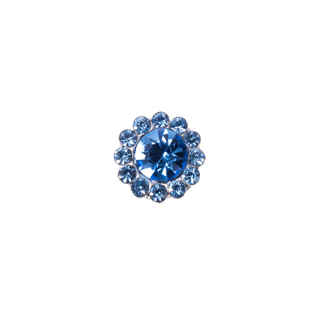 Italian Blue Rhinestone Shank-Back Button - 14L/9MM