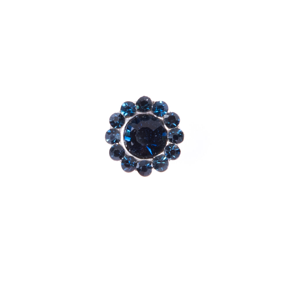 Italian Navy Rhinestone Shank-Back Button - 14L/9MM