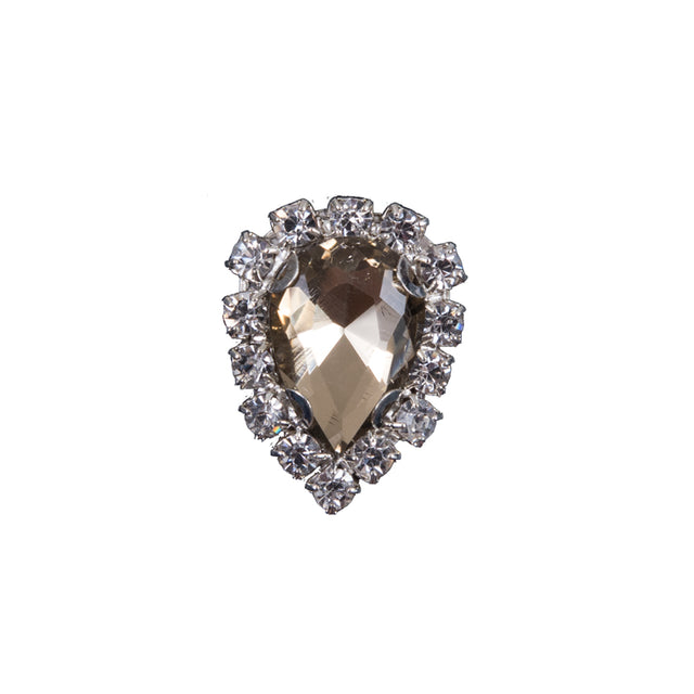 Italian Champagne Teardrop Rhinestone  - 36L/23mm Button