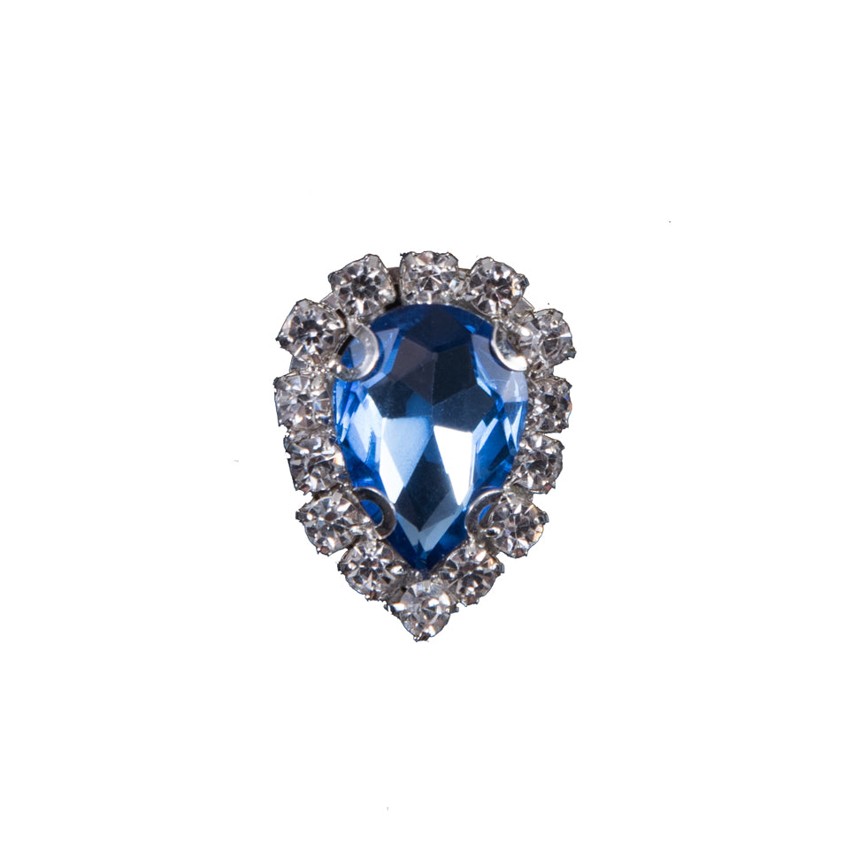 Italian Royal Blue Teardrop Rhinestone Button - 36L/23mm