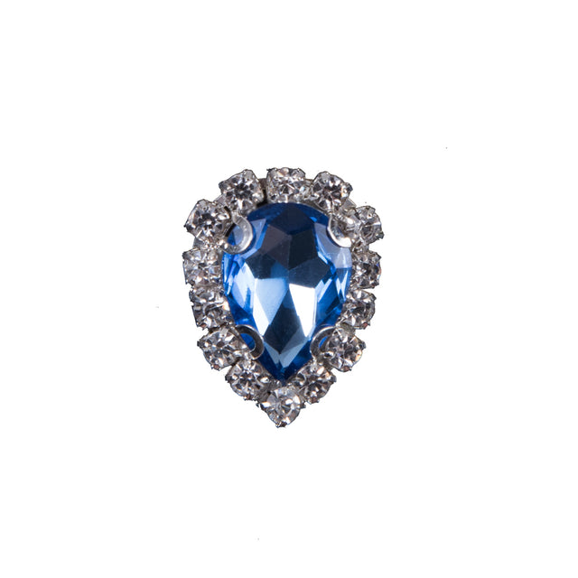 Italian Royal Blue Teardrop Rhinestone Button - 36L/23mm