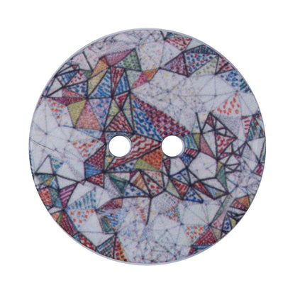 Italian Geometric Printed Coconut Button - 48L/30mm
