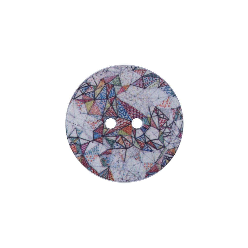 Italian Geometric Printed Coconut Button - 32L/20mm