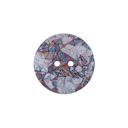 Italian Geometric Printed Coconut Button - 32L/20mm