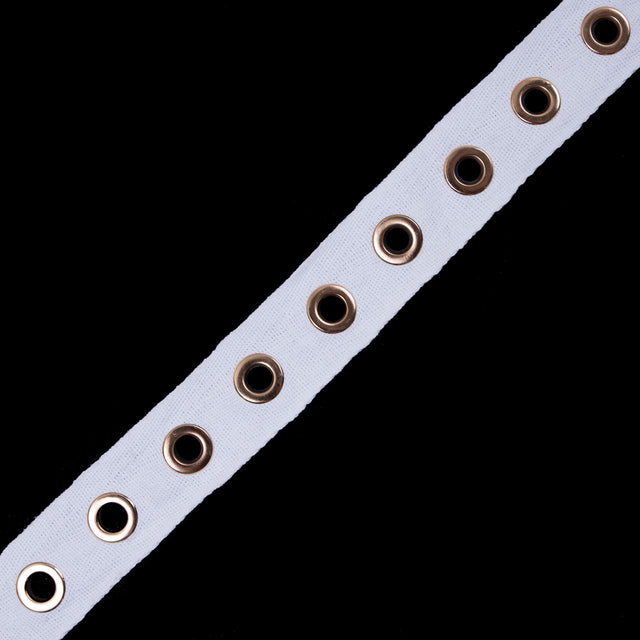 Italian White Tape with Gold Grommets - 1.25"