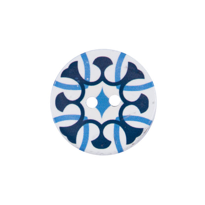 Italian Blue and White Coconut Button - 36L/23mm