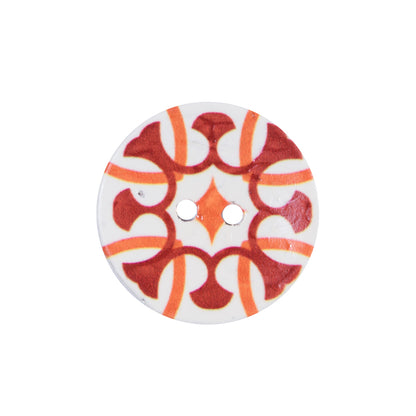 Italian Red, Orange and White Coconut Button - 36L/23mm